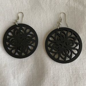 (Sold) Handmade Wooden Earrings - Circle Flower